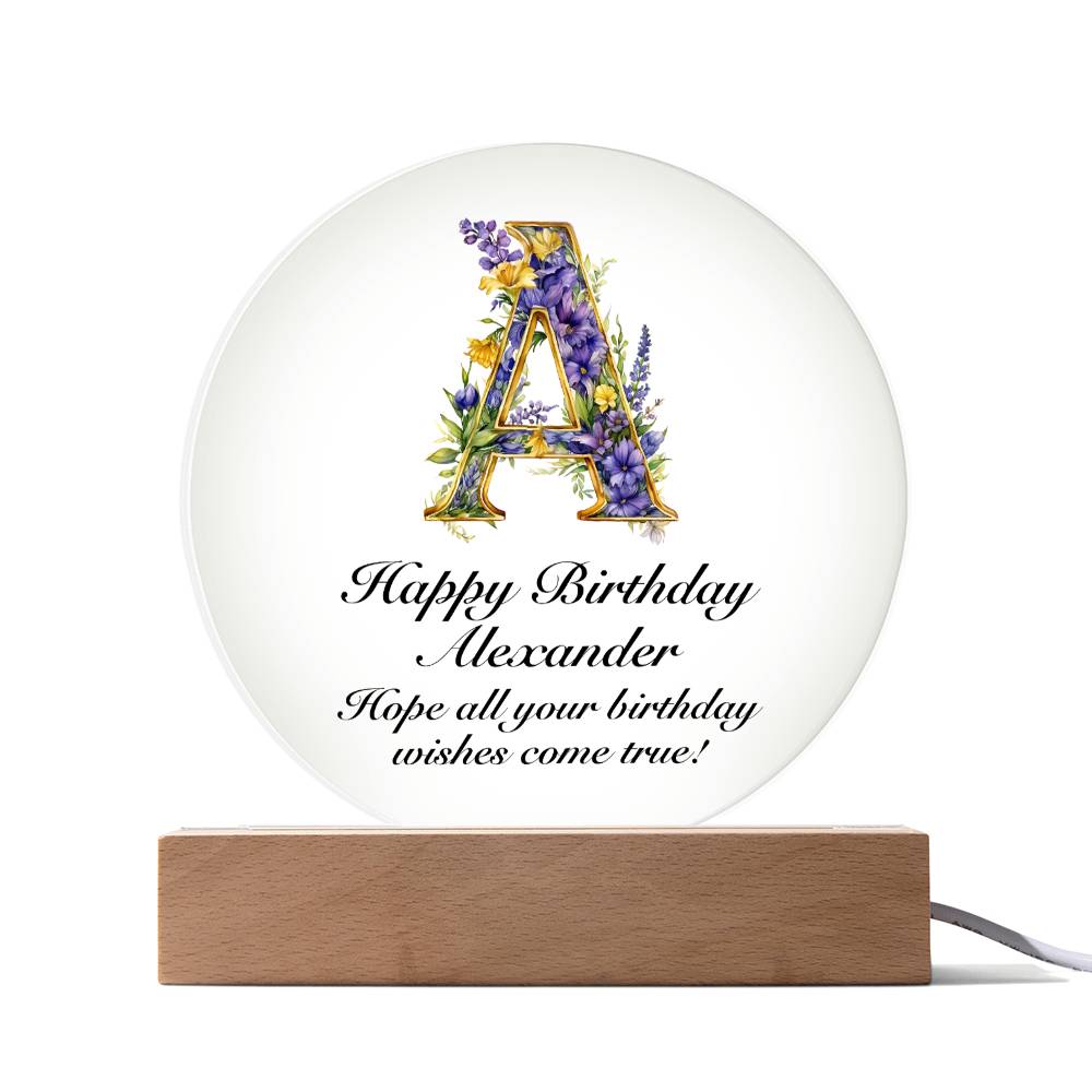 Happy Birthday Alexander v02 - Circle Acrylic Plaque