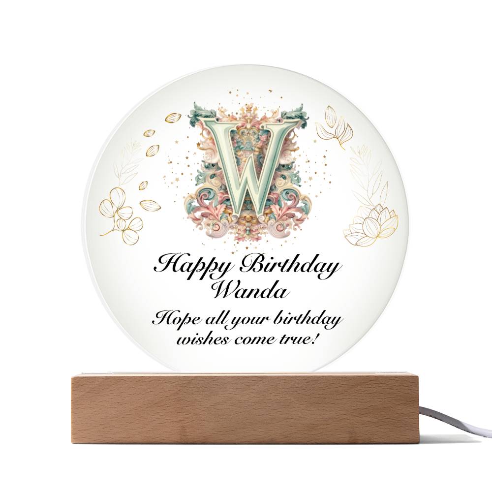 Happy Birthday Wanda v01 - Circle Acrylic Plaque