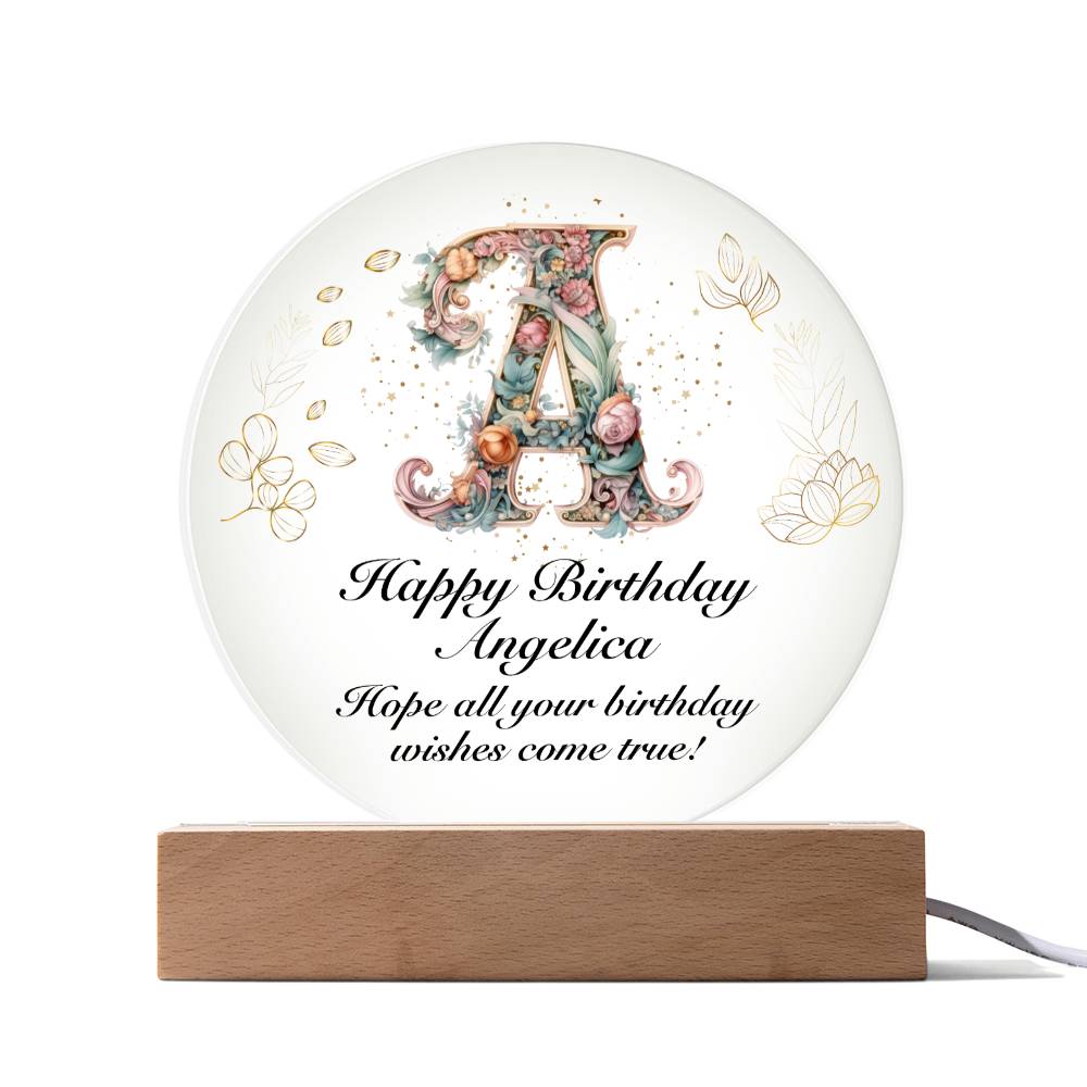 Happy Birthday Angelica v01 - Circle Acrylic Plaque