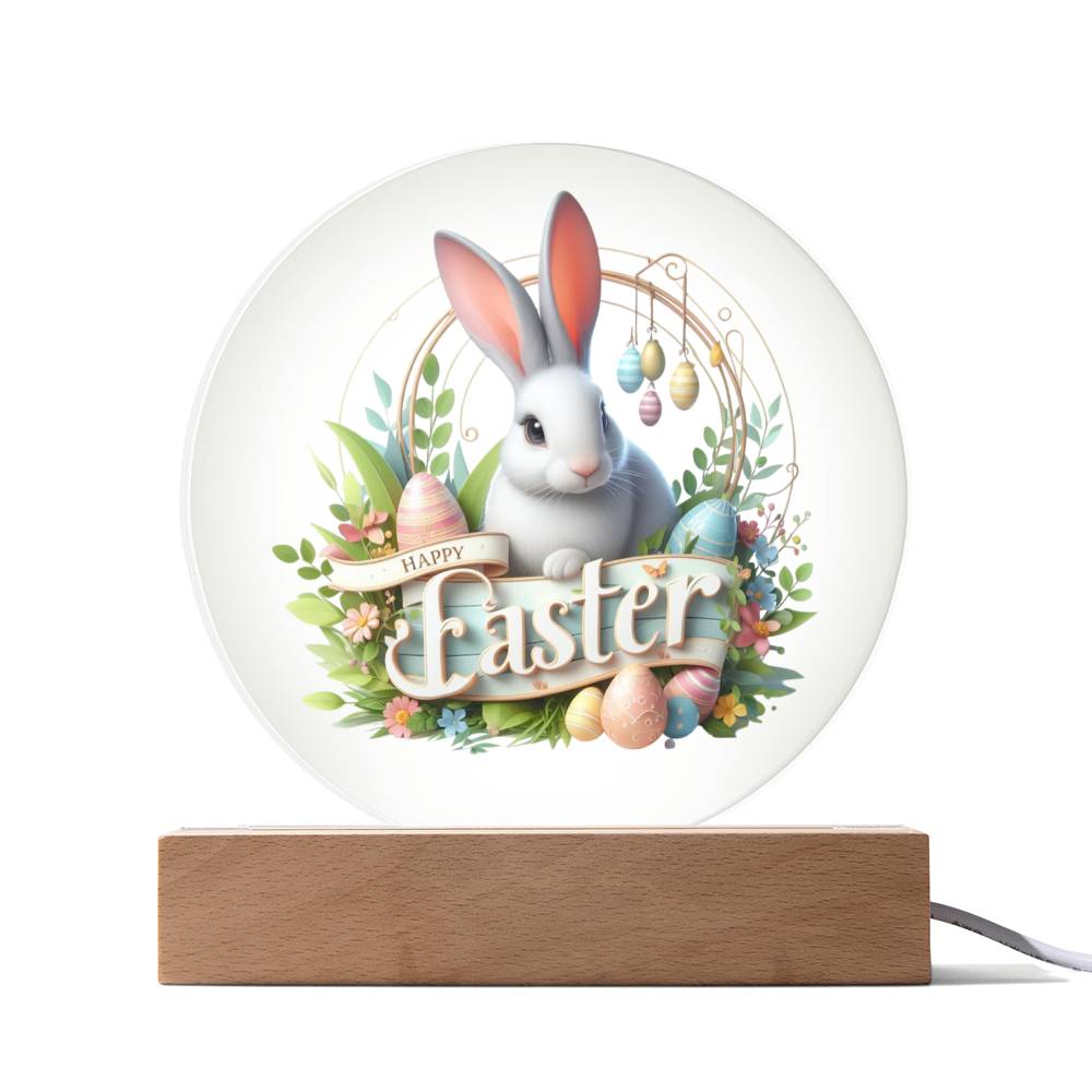Happy Easter Bunny Sign 03 - Circle Acrylic Plaque