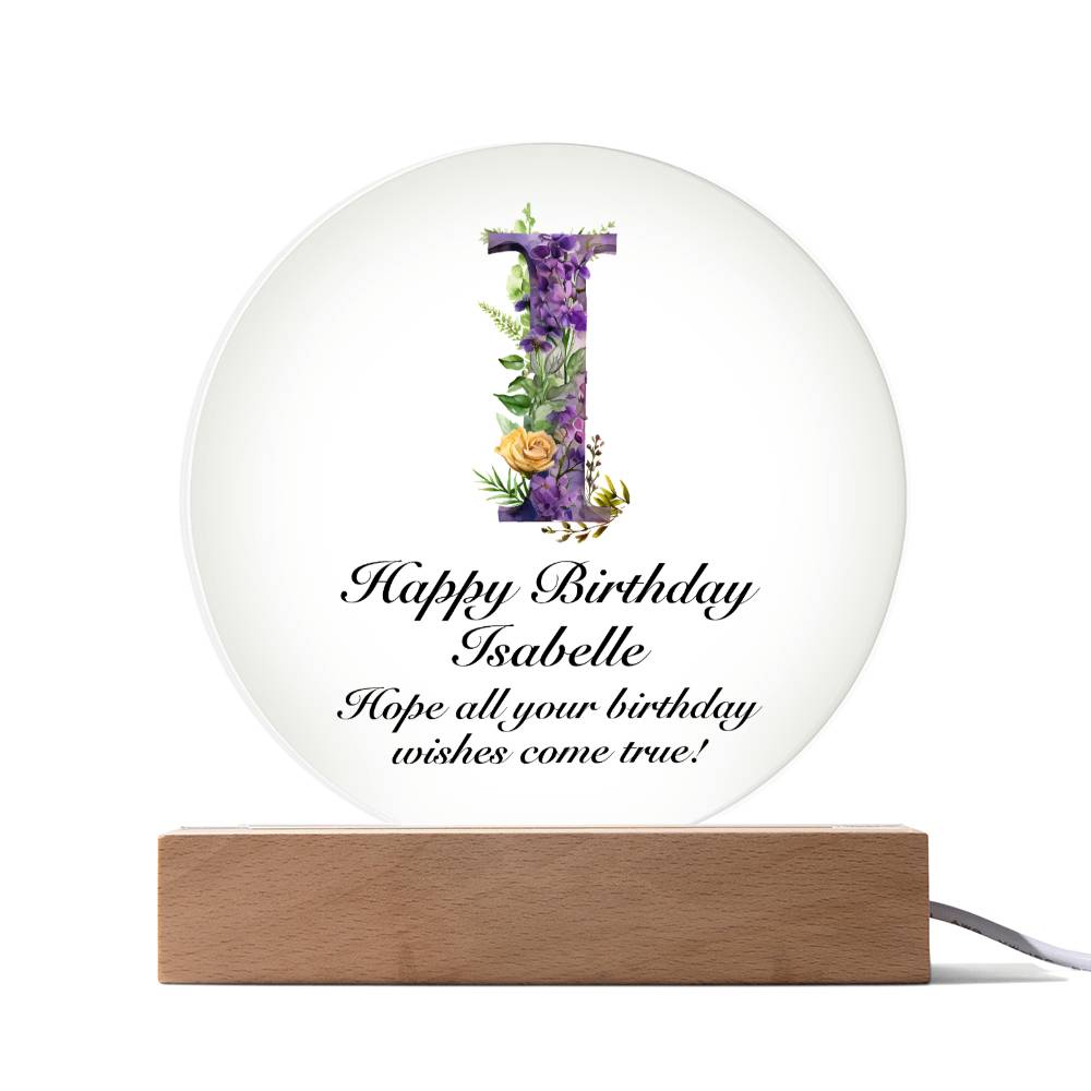 Happy Birthday Isabelle v02 - Circle Acrylic Plaque