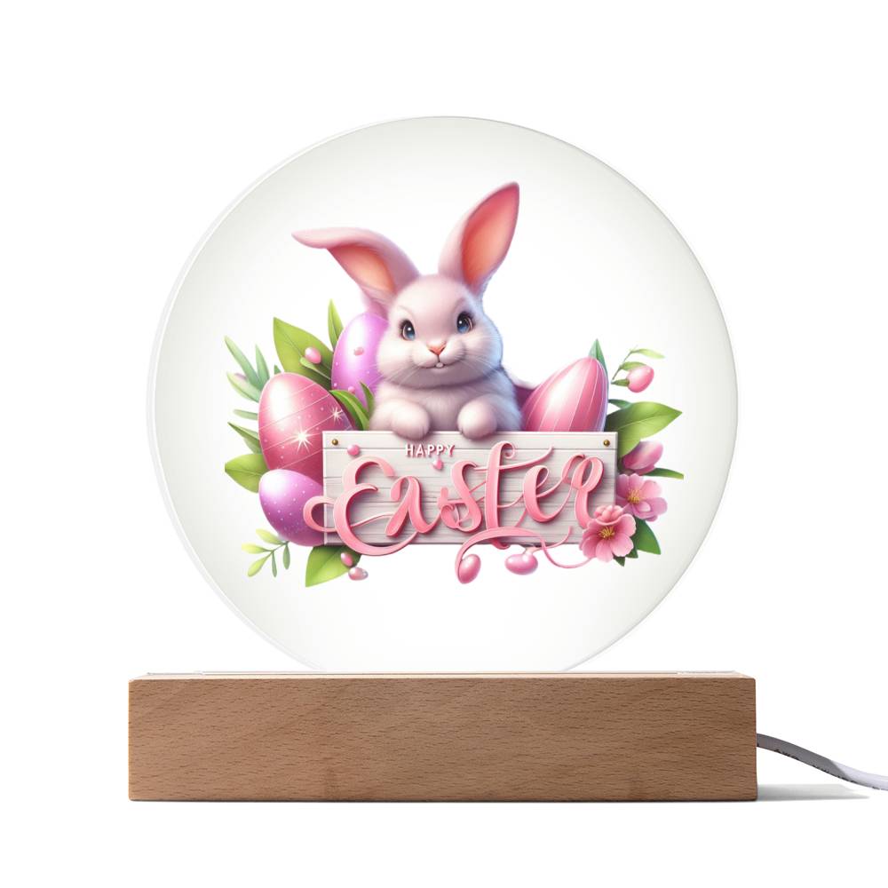 Happy Easter Bunny Sign 09 - Circle Acrylic Plaque