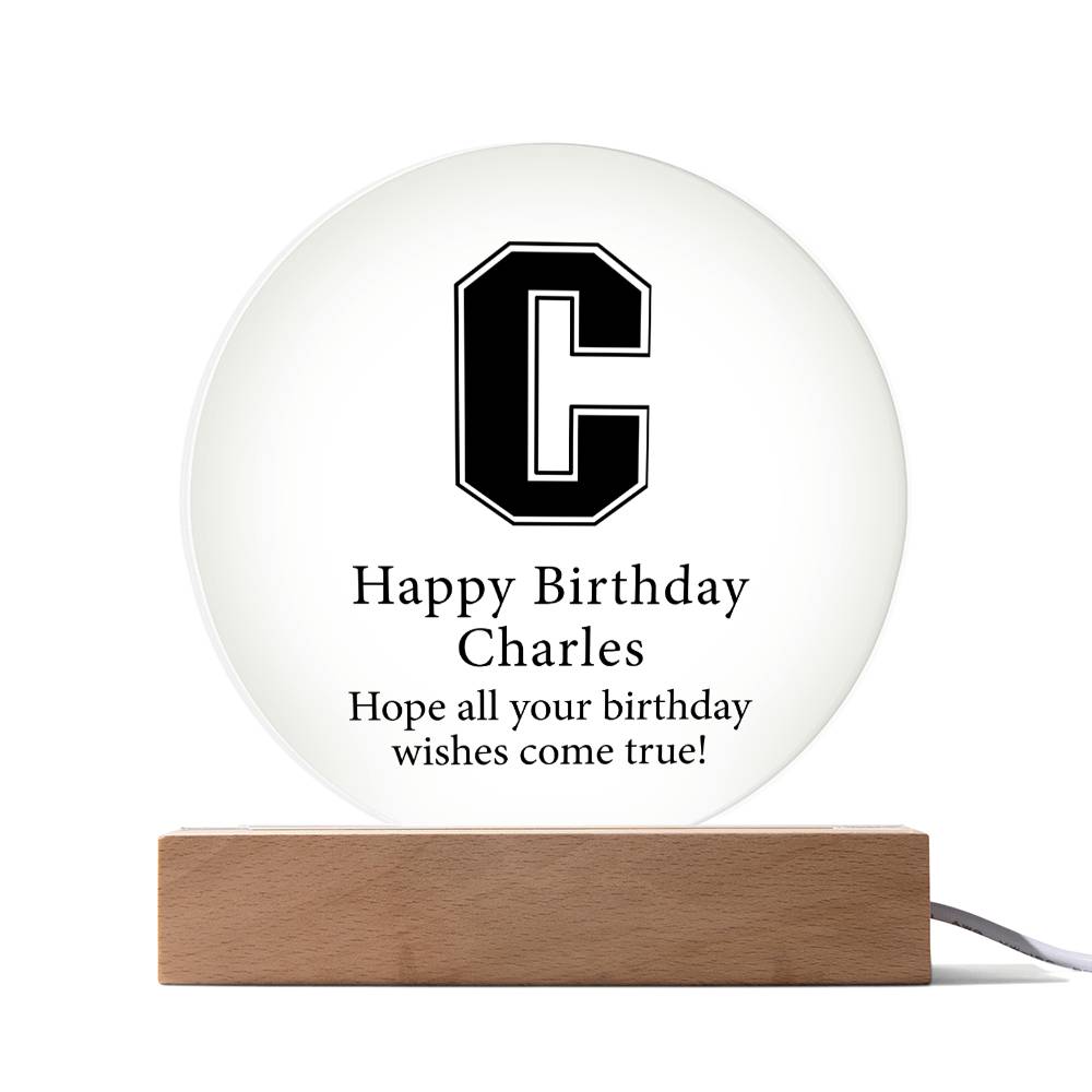 Happy Birthday Charles v02 - Circle Acrylic Plaque