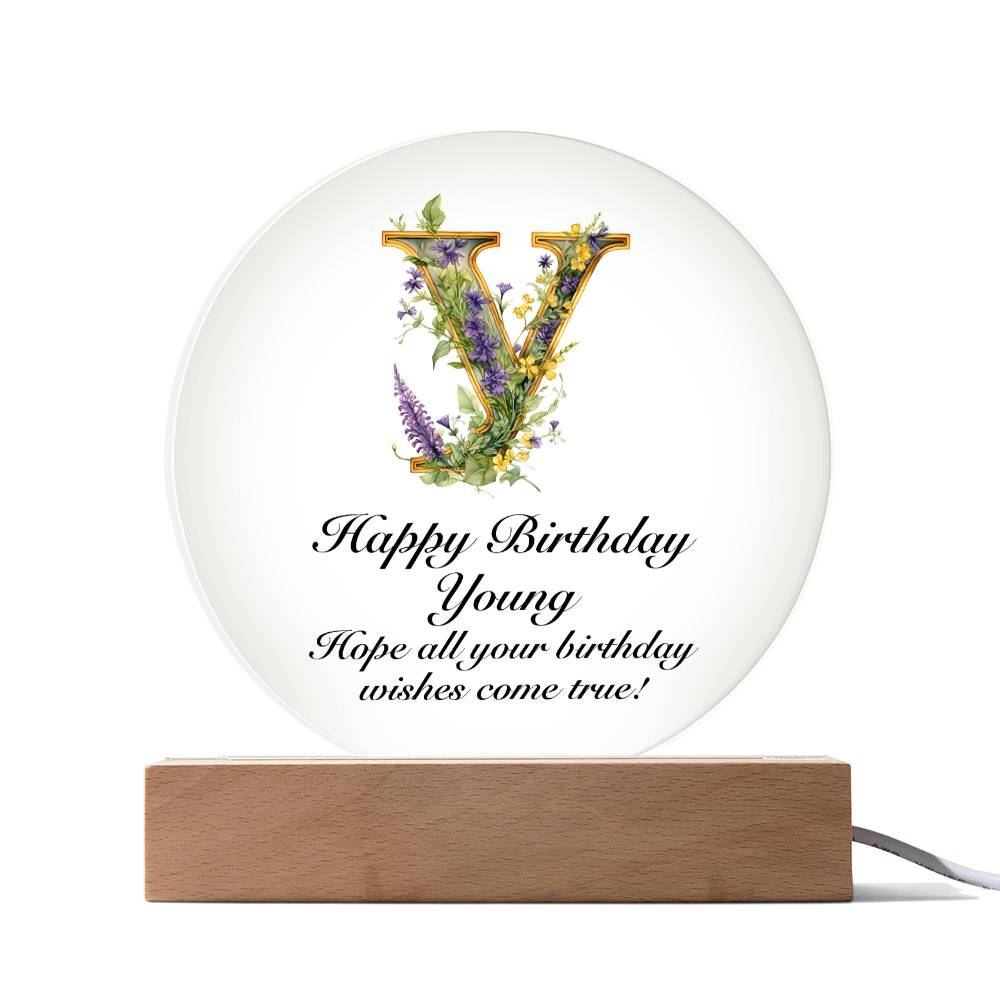 Happy Birthday Young v02 - Circle Acrylic Plaque