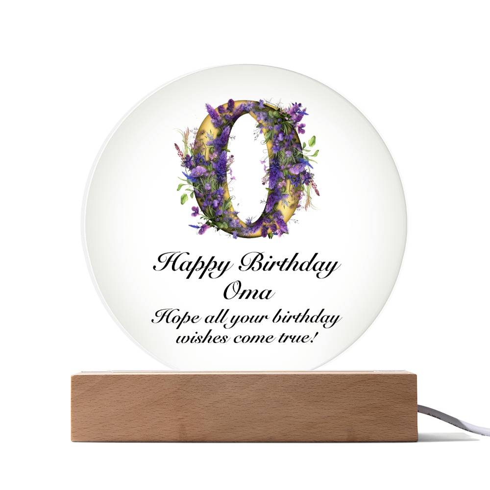 Happy Birthday Oma v02 - Circle Acrylic Plaque