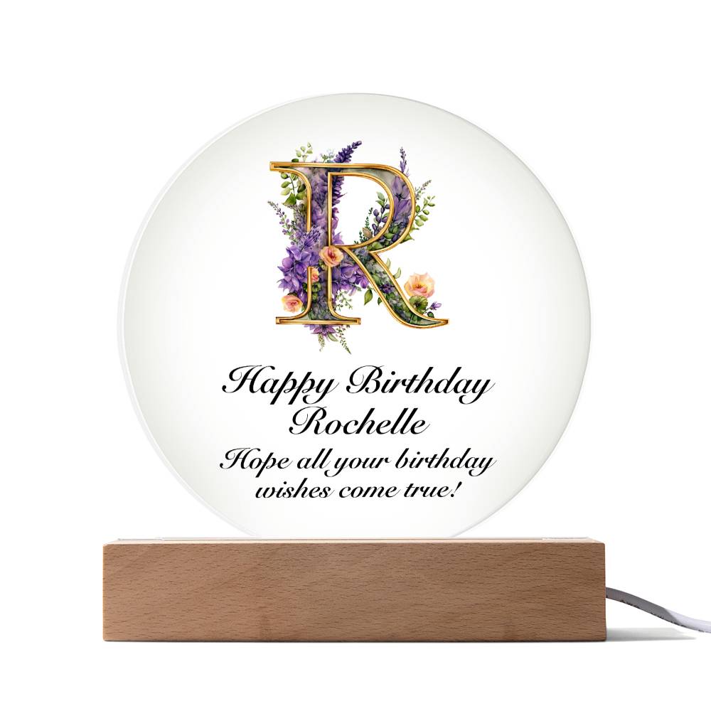 Happy Birthday Rochelle v02 - Circle Acrylic Plaque