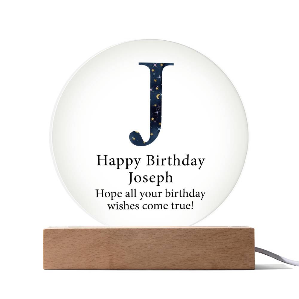 Happy Birthday Joseph v03 - Circle Acrylic Plaque
