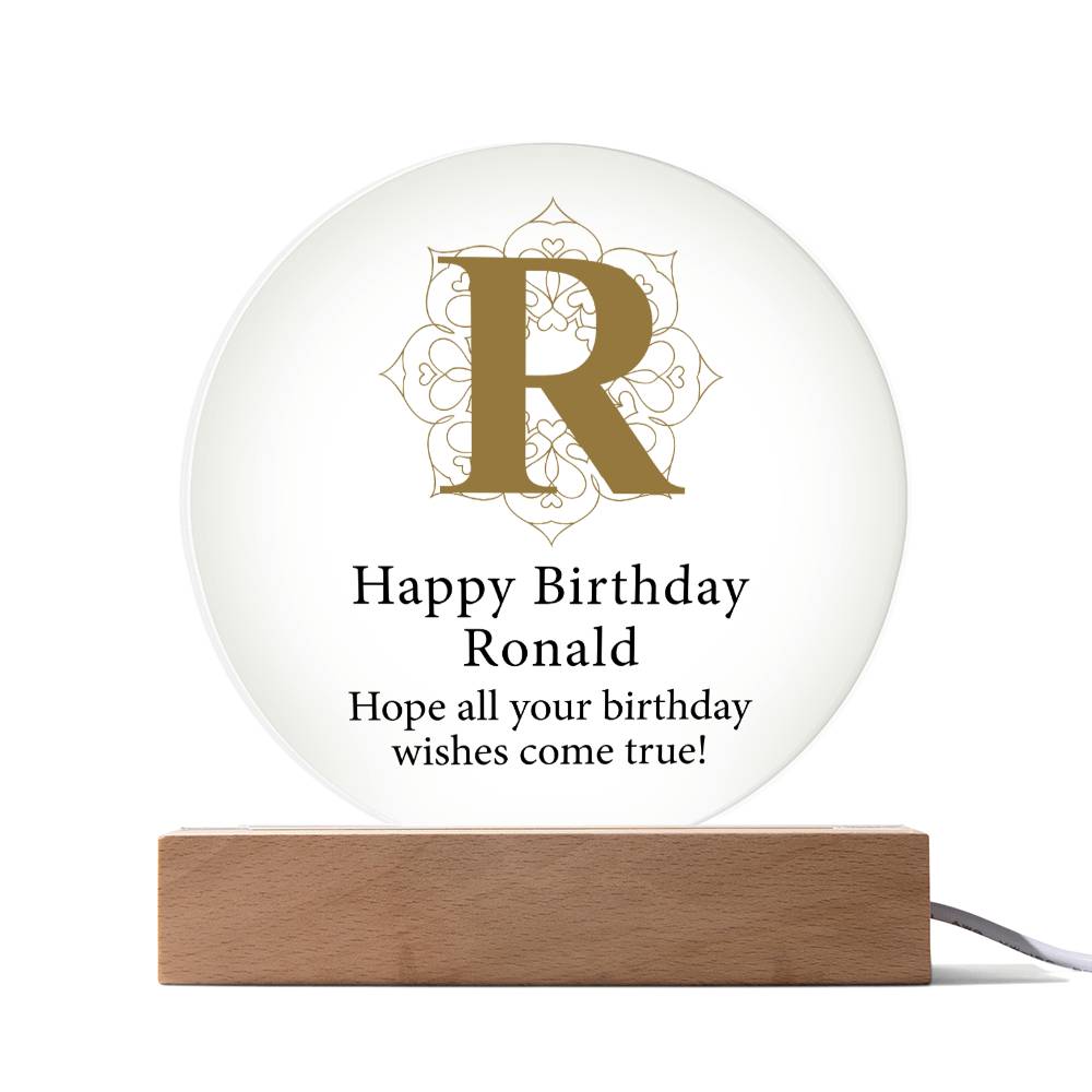 Happy Birthday Ronald v01 - Circle Acrylic Plaque
