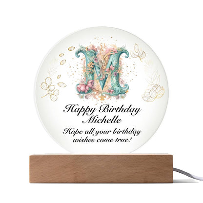 Happy Birthday Michelle v01 - Circle Acrylic Plaque