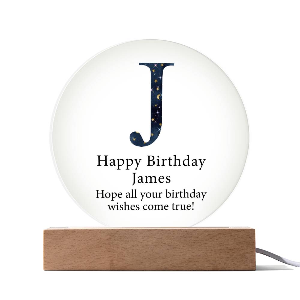 Happy Birthday James v03 - Circle Acrylic Plaque