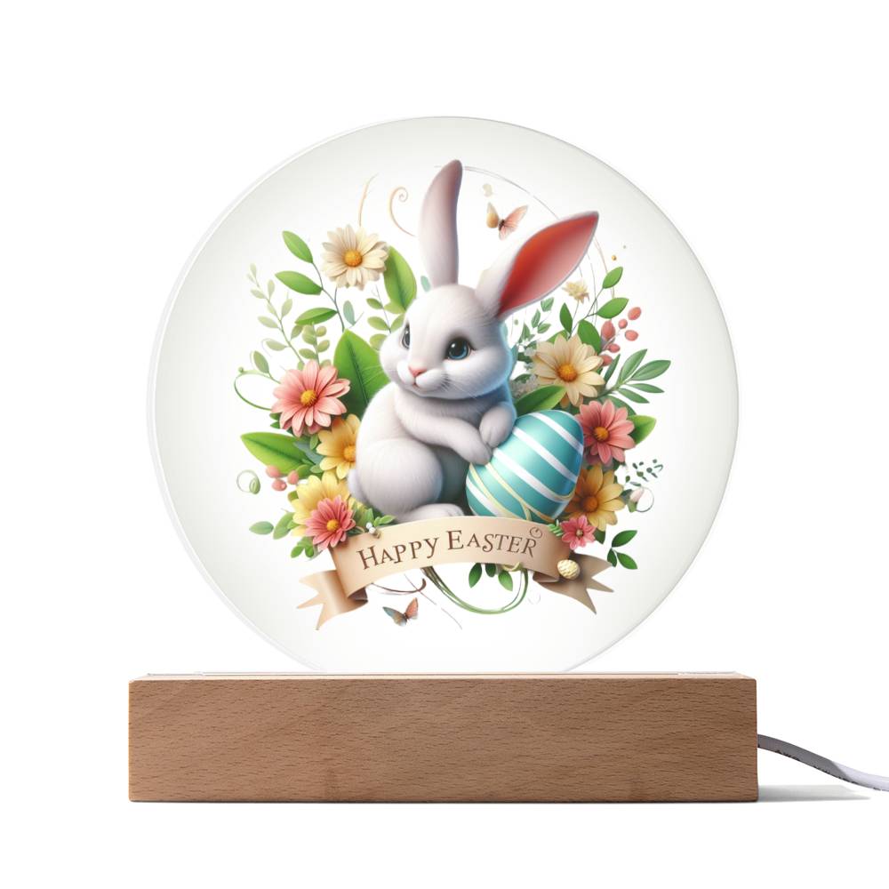 Happy Easter Bunny Sign 11 - Circle Acrylic Plaque