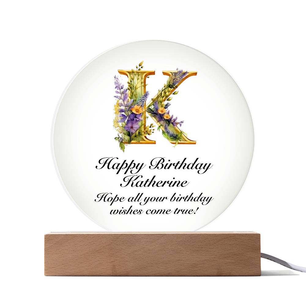 Happy Birthday Katherine v02 - Circle Acrylic Plaque