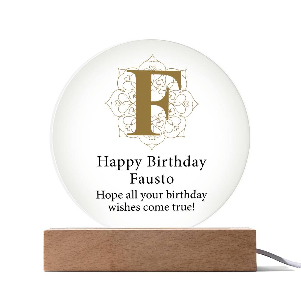 Happy Birthday Fausto v01 - Circle Acrylic Plaque