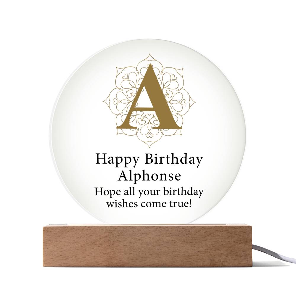 Happy Birthday Alphonse v01 - Circle Acrylic Plaque