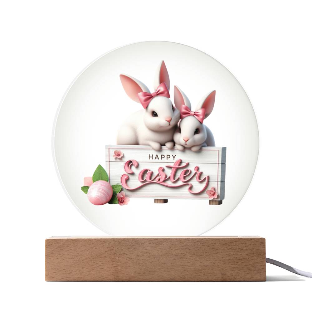 Happy Easter Bunny Sign 12 - Circle Acrylic Plaque