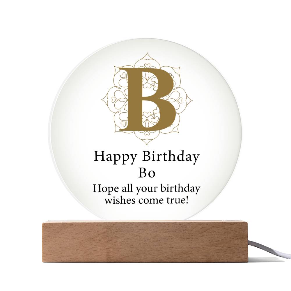 Happy Birthday Bo v01 - Circle Acrylic Plaque