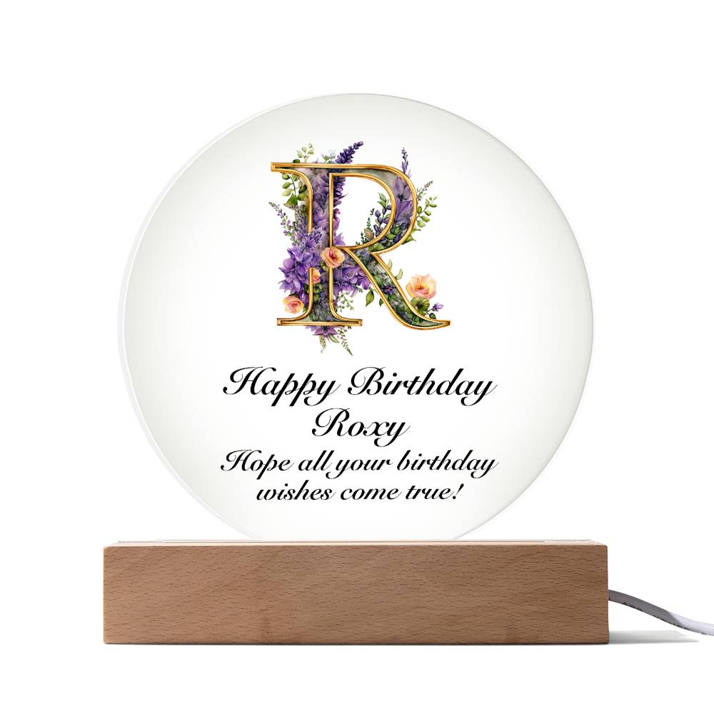 Happy Birthday Roxy v02 - Circle Acrylic Plaque
