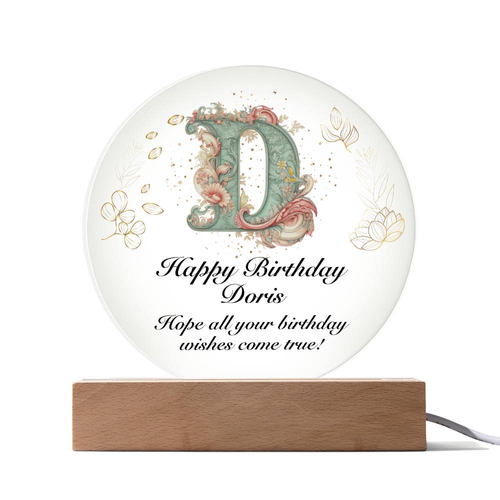 Happy Birthday Doris v01 - Circle Acrylic Plaque