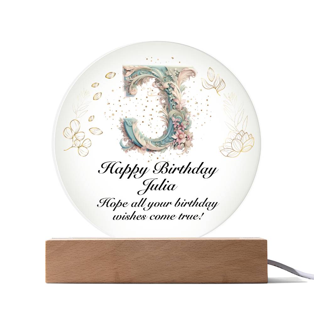 Happy Birthday Julia v01 - Circle Acrylic Plaque