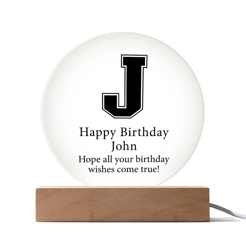 Happy Birthday John v02 - Circle Acrylic Plaque