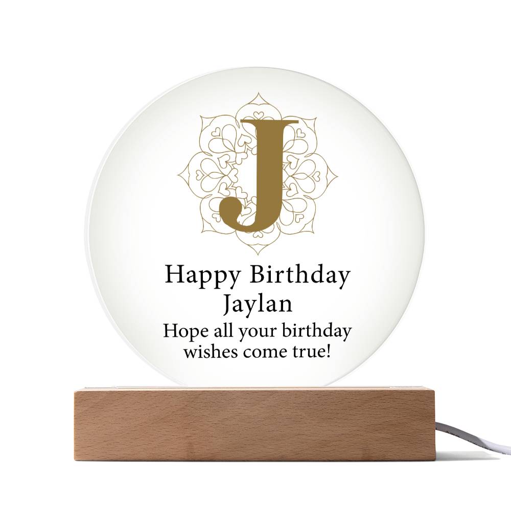 Happy Birthday Jaylan v01 - Circle Acrylic Plaque