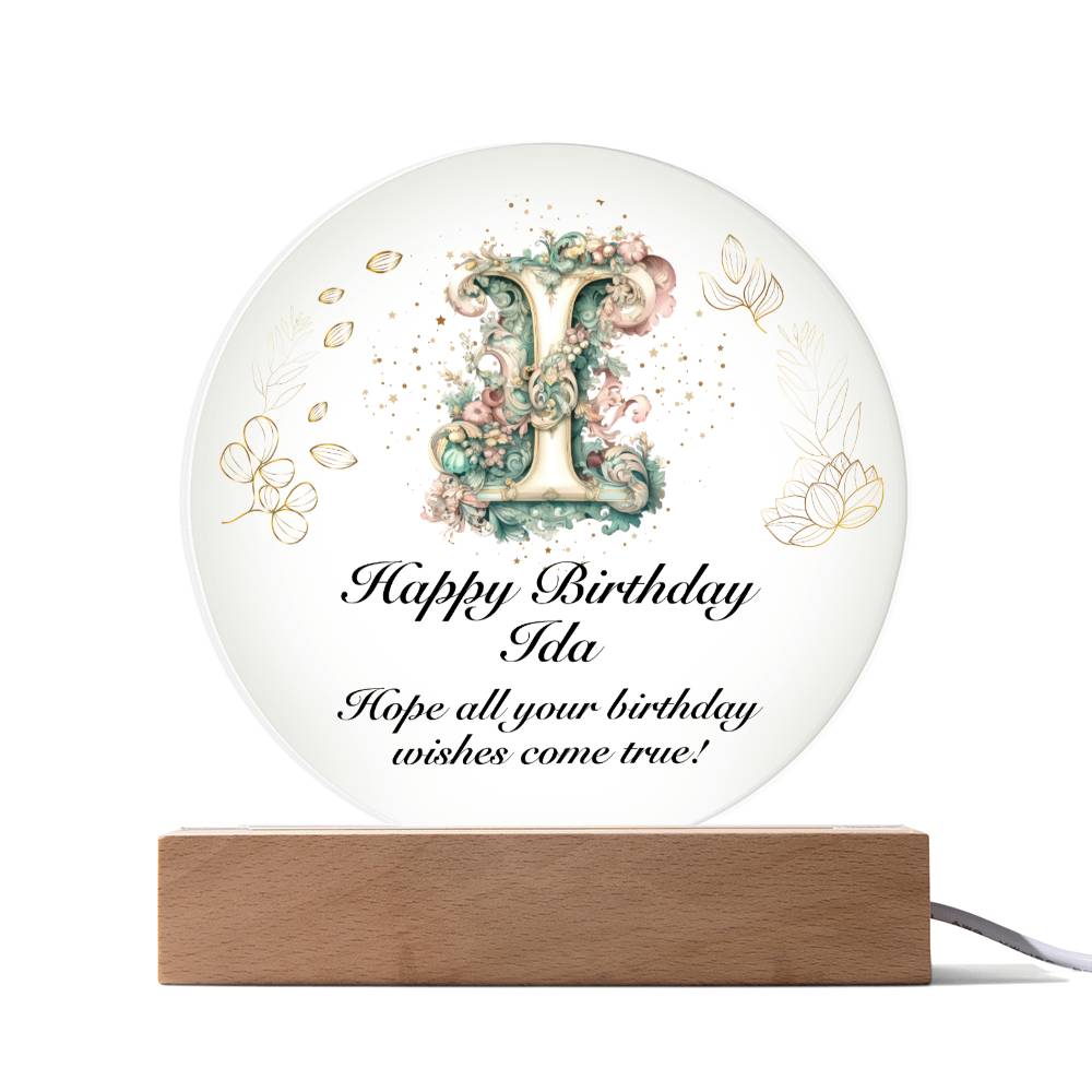 Happy Birthday Ida v01 - Circle Acrylic Plaque