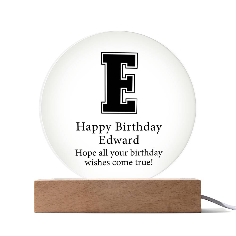 Happy Birthday Edward v02 - Circle Acrylic Plaque