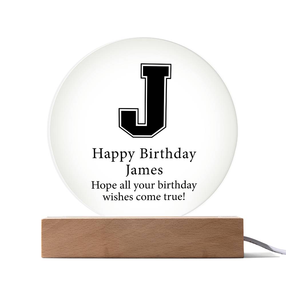 Happy Birthday James v02 - Circle Acrylic Plaque
