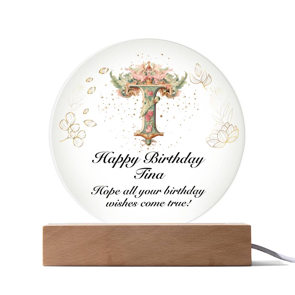 Happy Birthday Tina v01 - Circle Acrylic Plaque