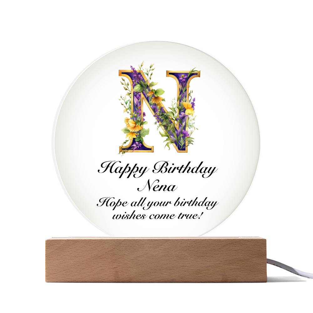 Happy Birthday Nena v02 - Circle Acrylic Plaque