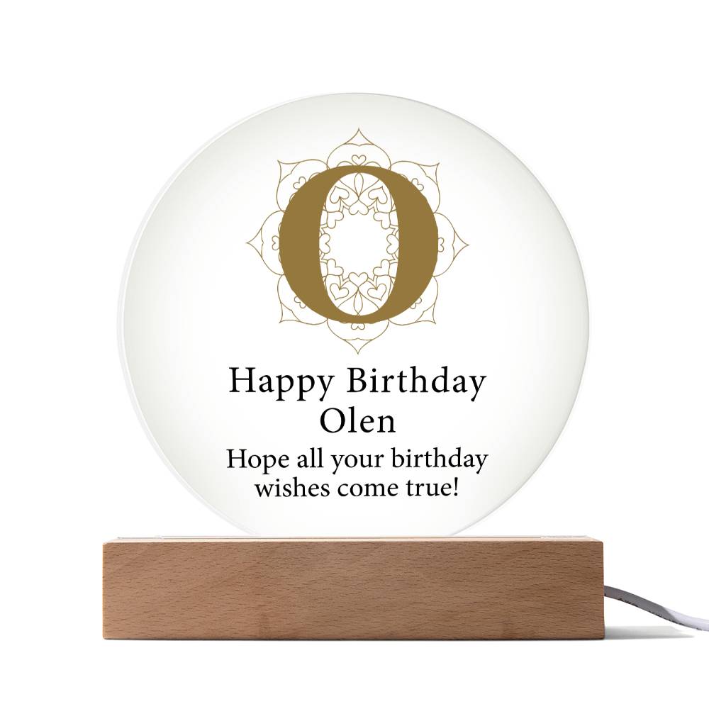Happy Birthday Olen v01 - Circle Acrylic Plaque