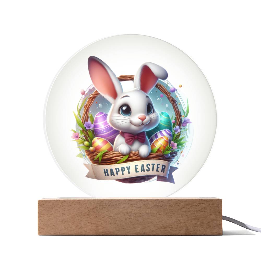 Happy Easter Bunny Sign 10 - Circle Acrylic Plaque