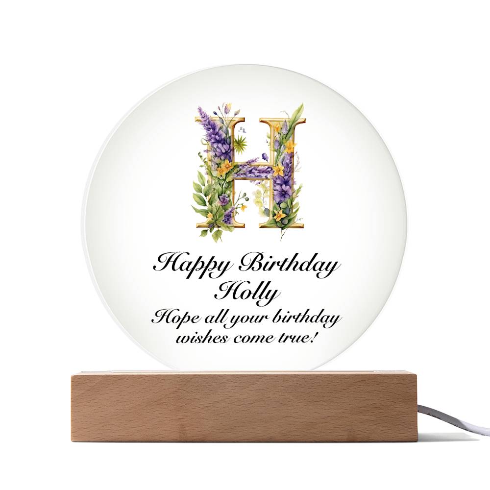 Happy Birthday Holly v02 - Circle Acrylic Plaque