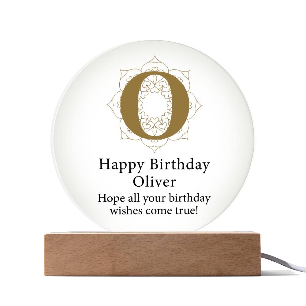 Happy Birthday Oliver v01 - Circle Acrylic Plaque