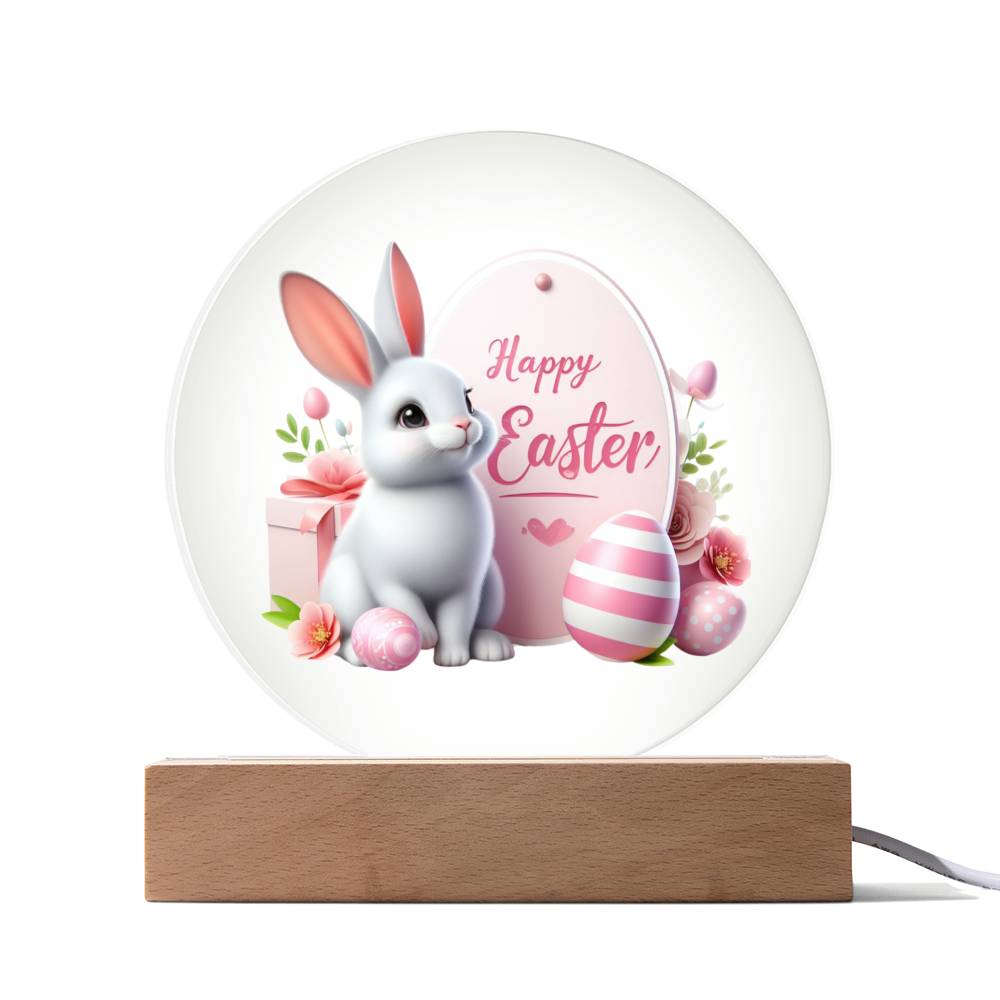 Happy Easter Bunny Sign 05 - Circle Acrylic Plaque