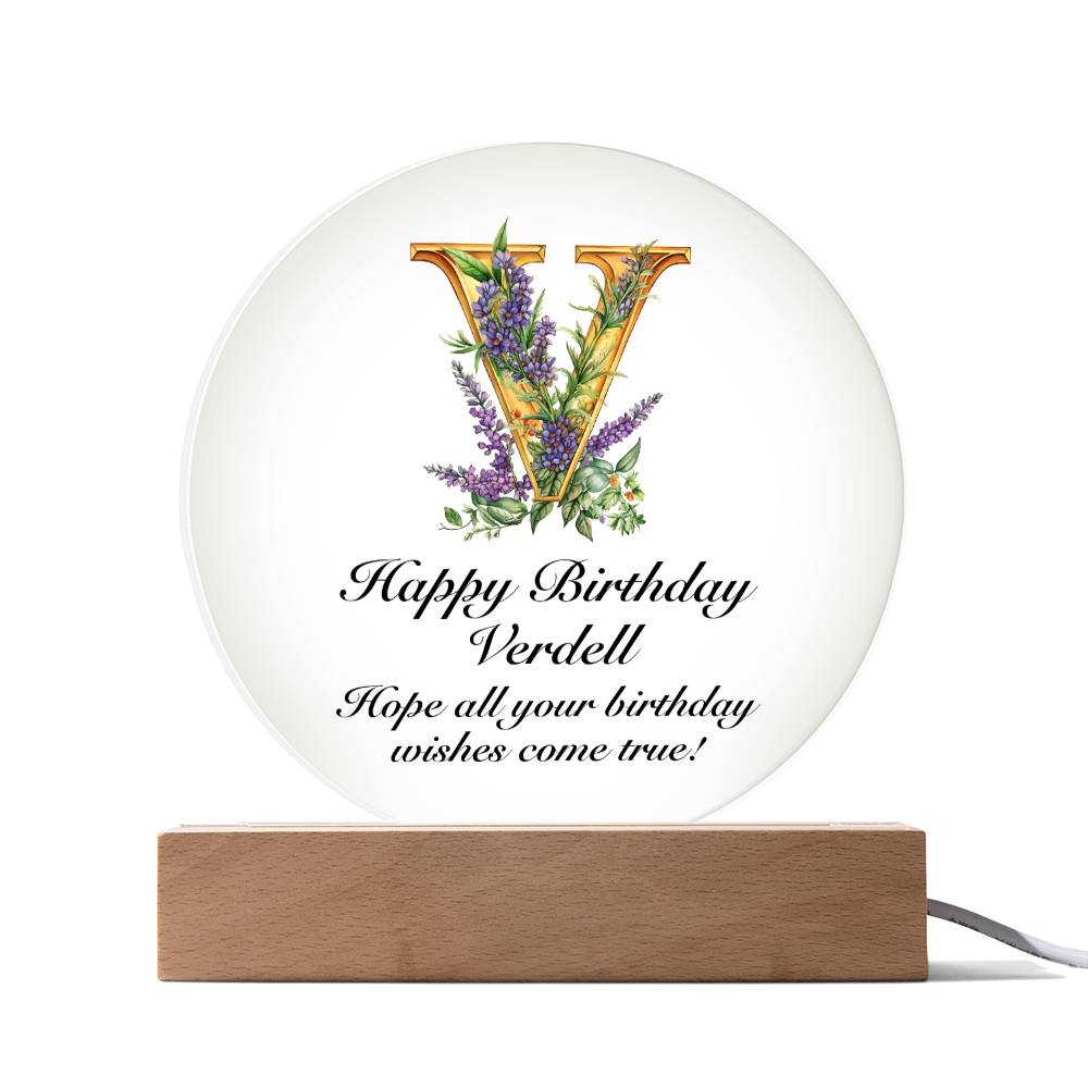 Happy Birthday Verdell v02 - Circle Acrylic Plaque
