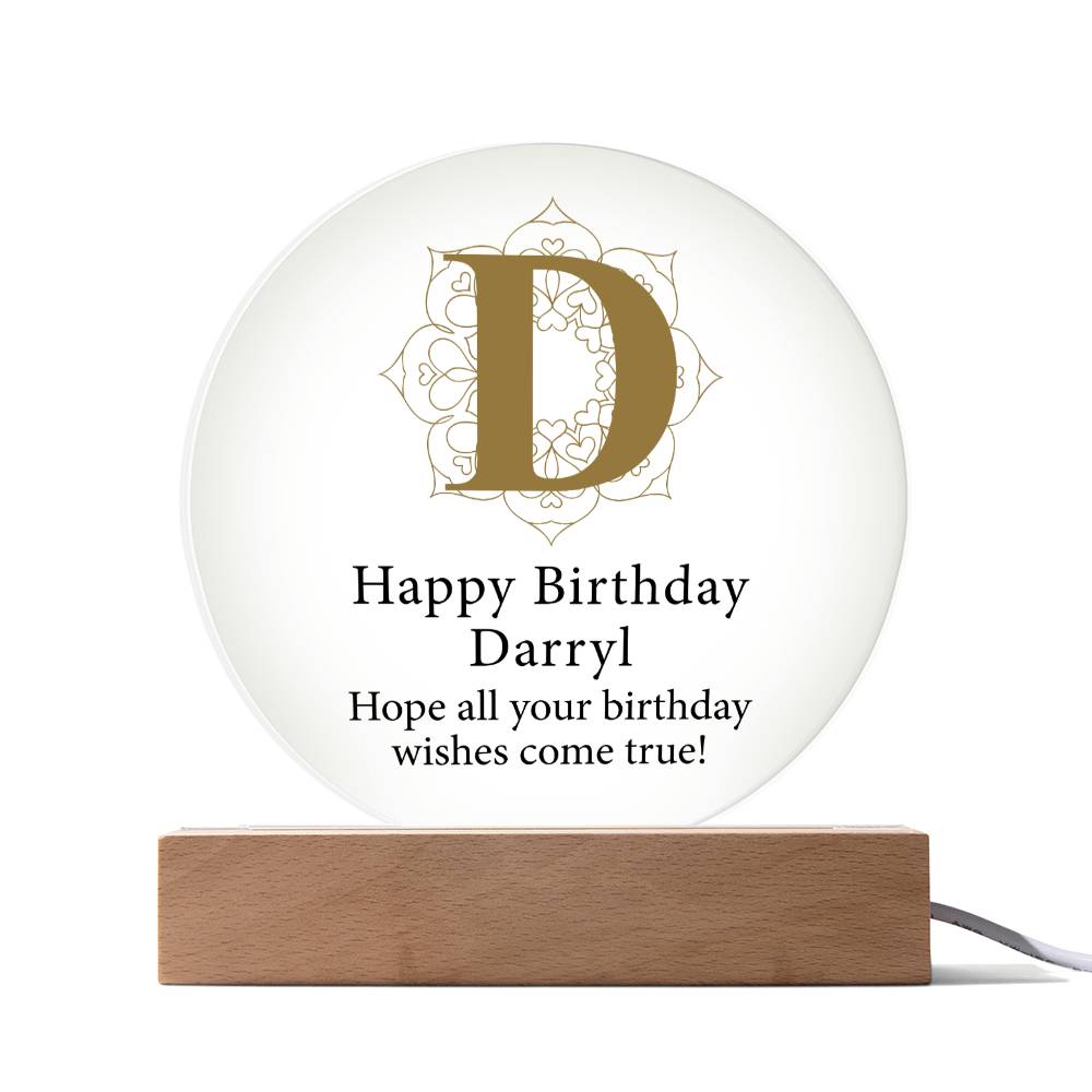 Happy Birthday Darryl v01 - Circle Acrylic Plaque