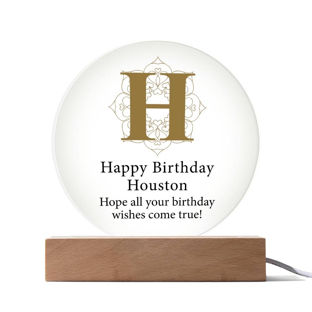 Happy Birthday Houston v01 - Circle Acrylic Plaque