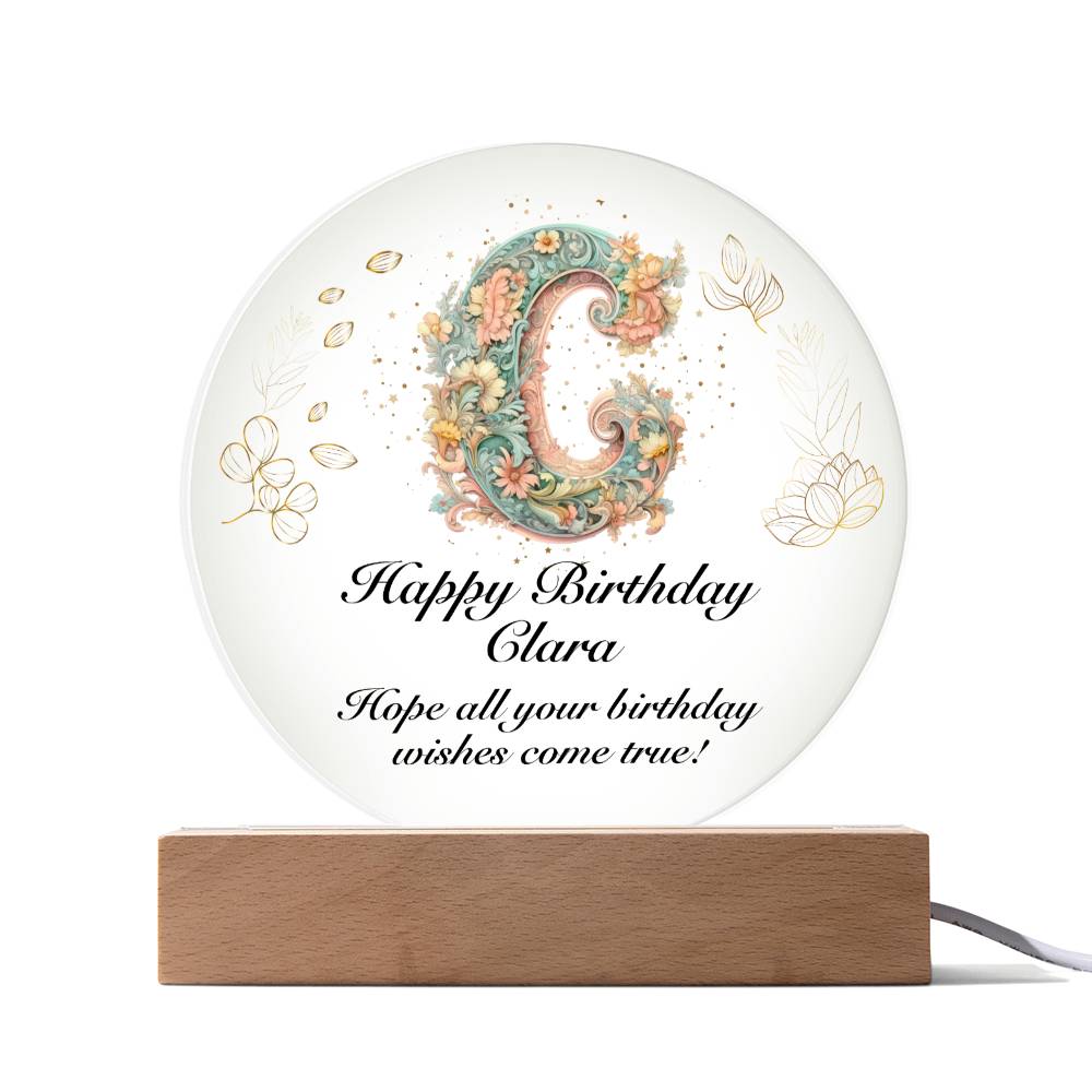 Happy Birthday Clara v01 - Circle Acrylic Plaque