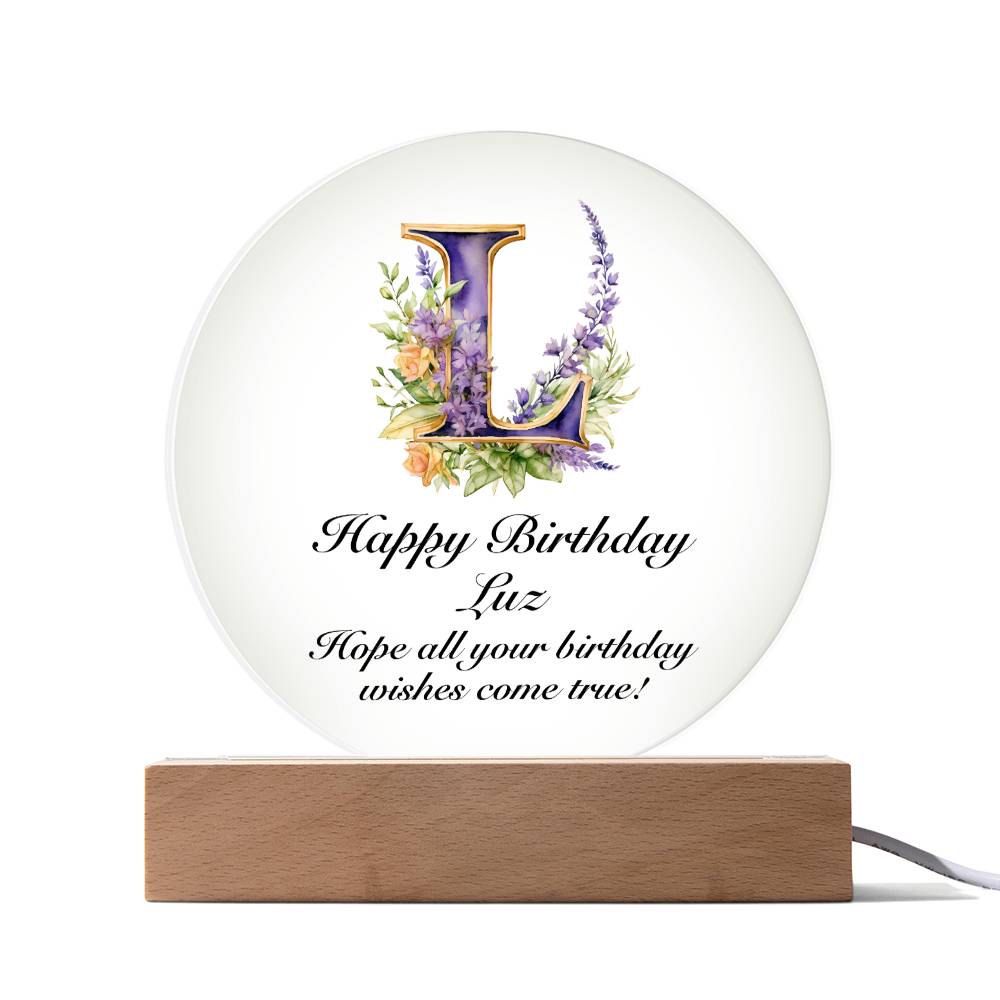 Happy Birthday Luz v02 - Circle Acrylic Plaque