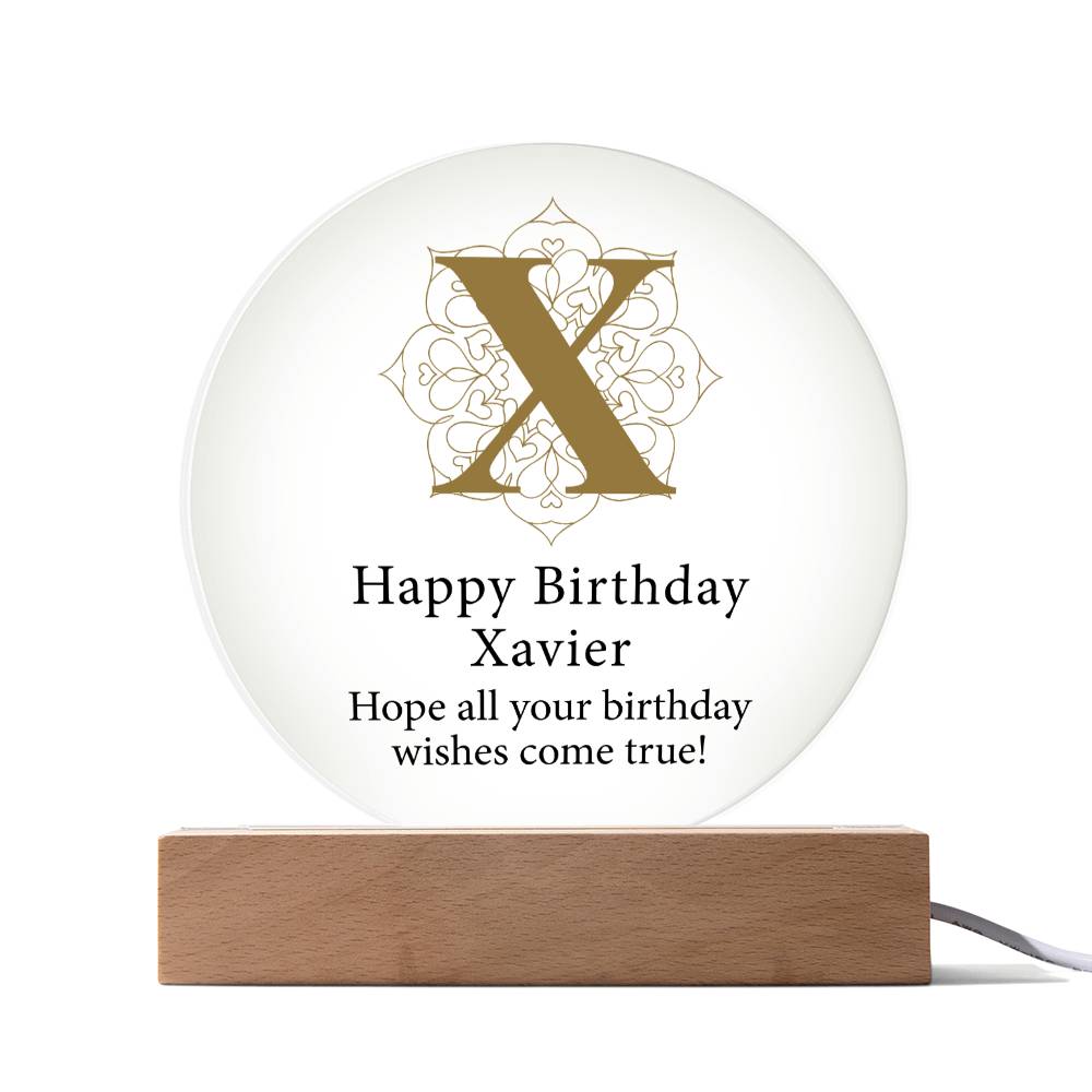 Happy Birthday Xavier v01 - Circle Acrylic Plaque