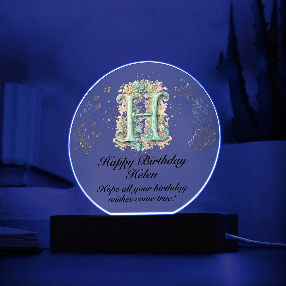 Happy Birthday Helen v01 - Circle Acrylic Plaque