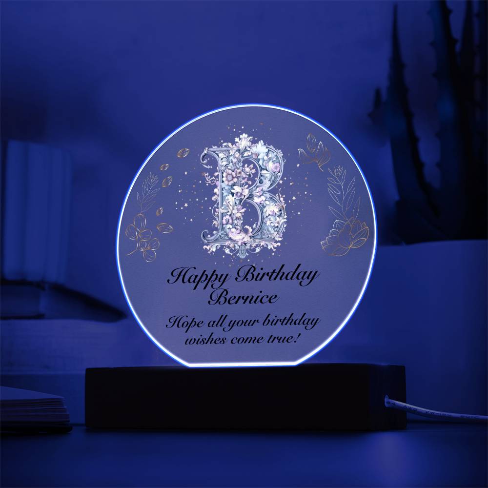Happy Birthday Bernice v01 - Circle Acrylic Plaque