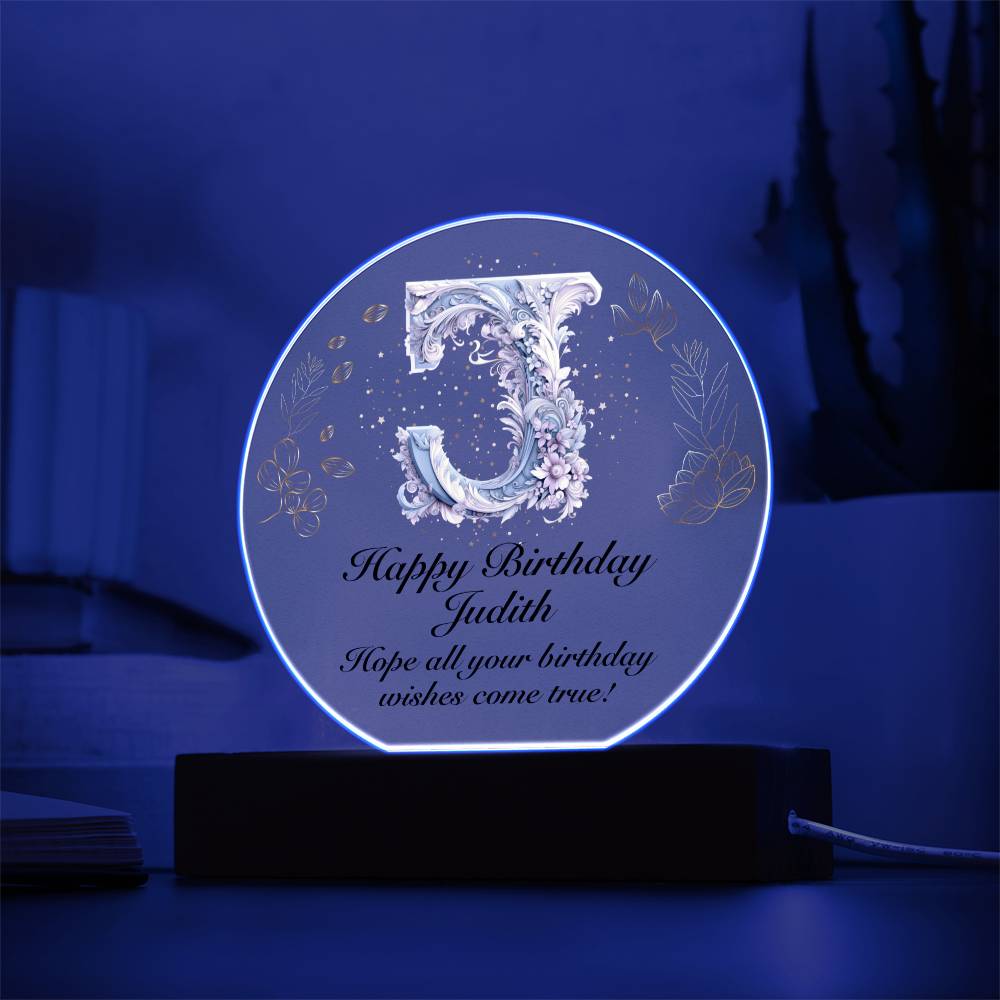 Happy Birthday Judith v01 - Circle Acrylic Plaque