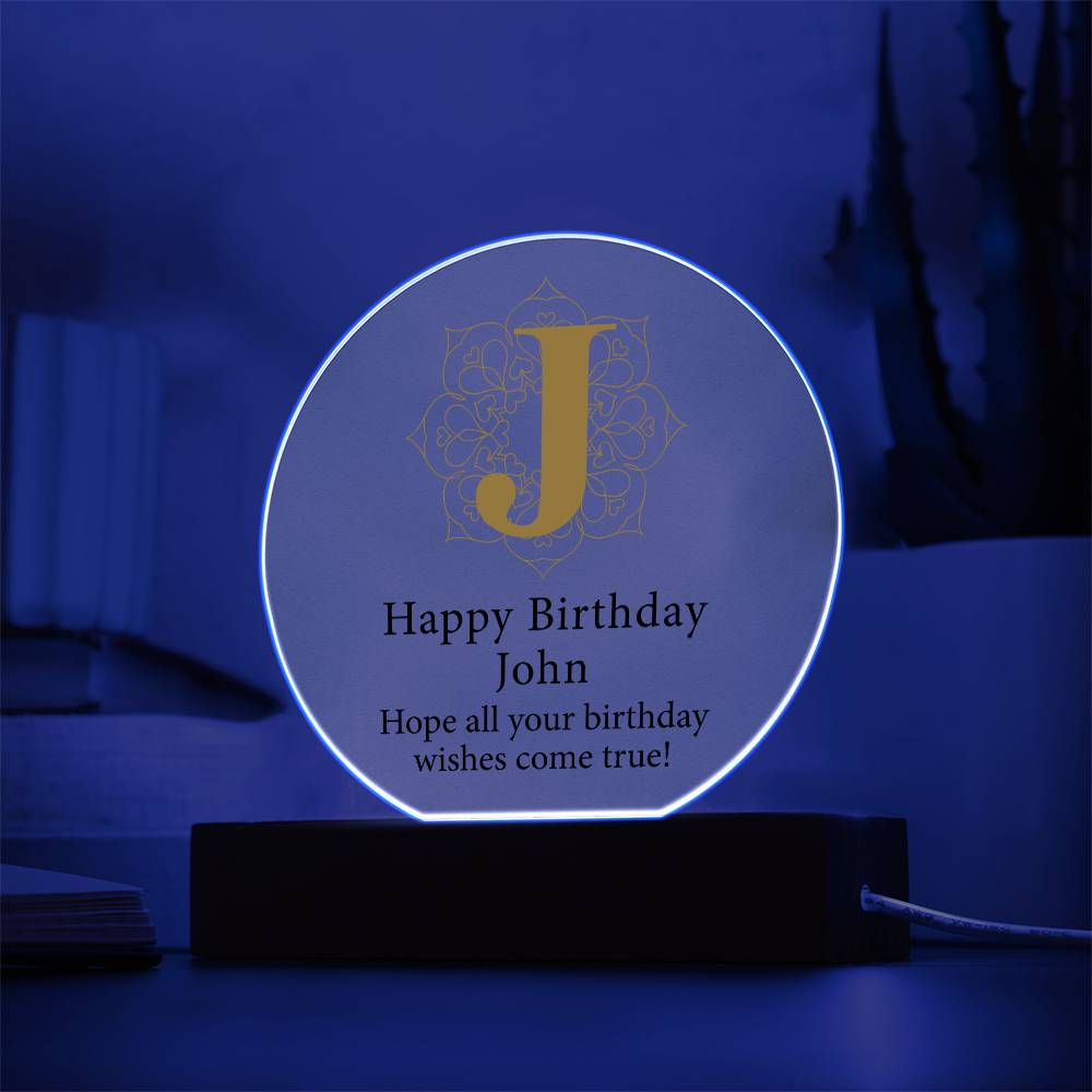 Happy Birthday John v01 - Circle Acrylic Plaque