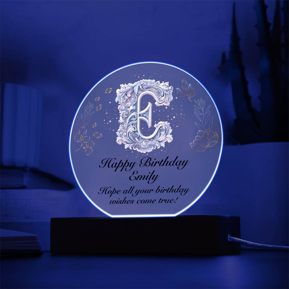 Happy Birthday Emily v01 - Circle Acrylic Plaque
