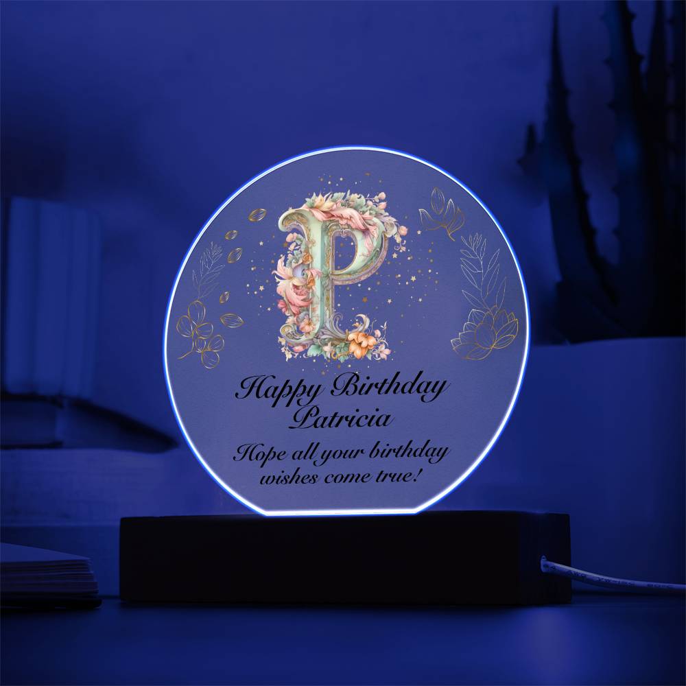Happy Birthday Patricia v01 - Circle Acrylic Plaque