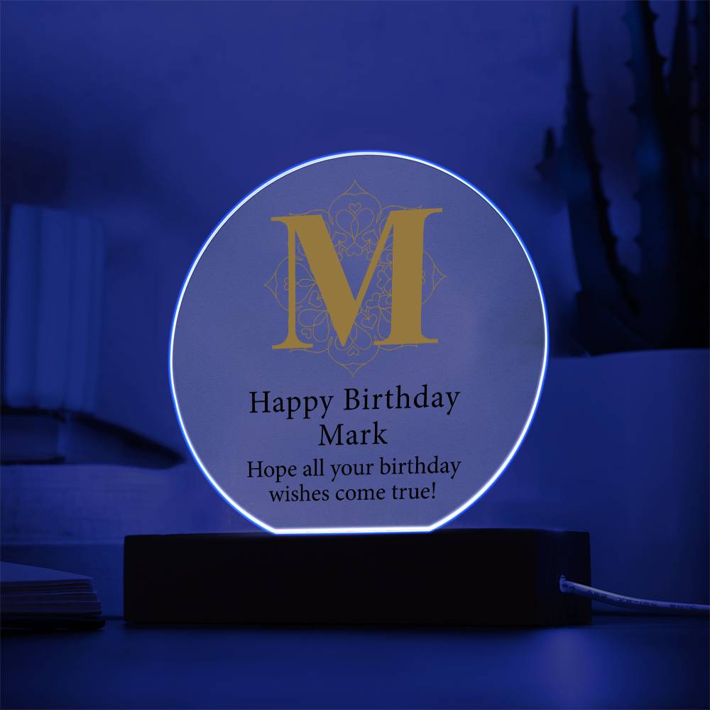 Happy Birthday Mark v01 - Circle Acrylic Plaque