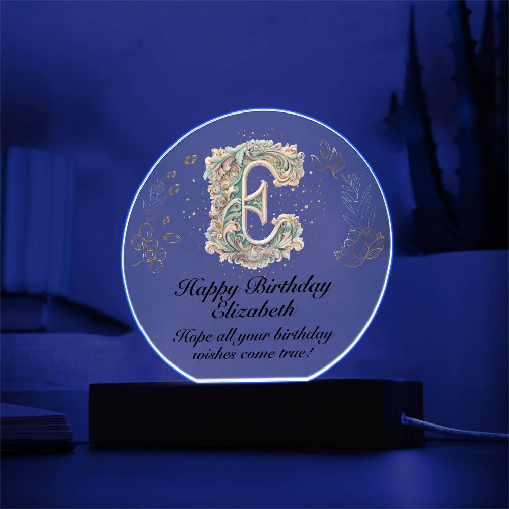 Happy Birthday Elizabeth v01 - Circle Acrylic Plaque