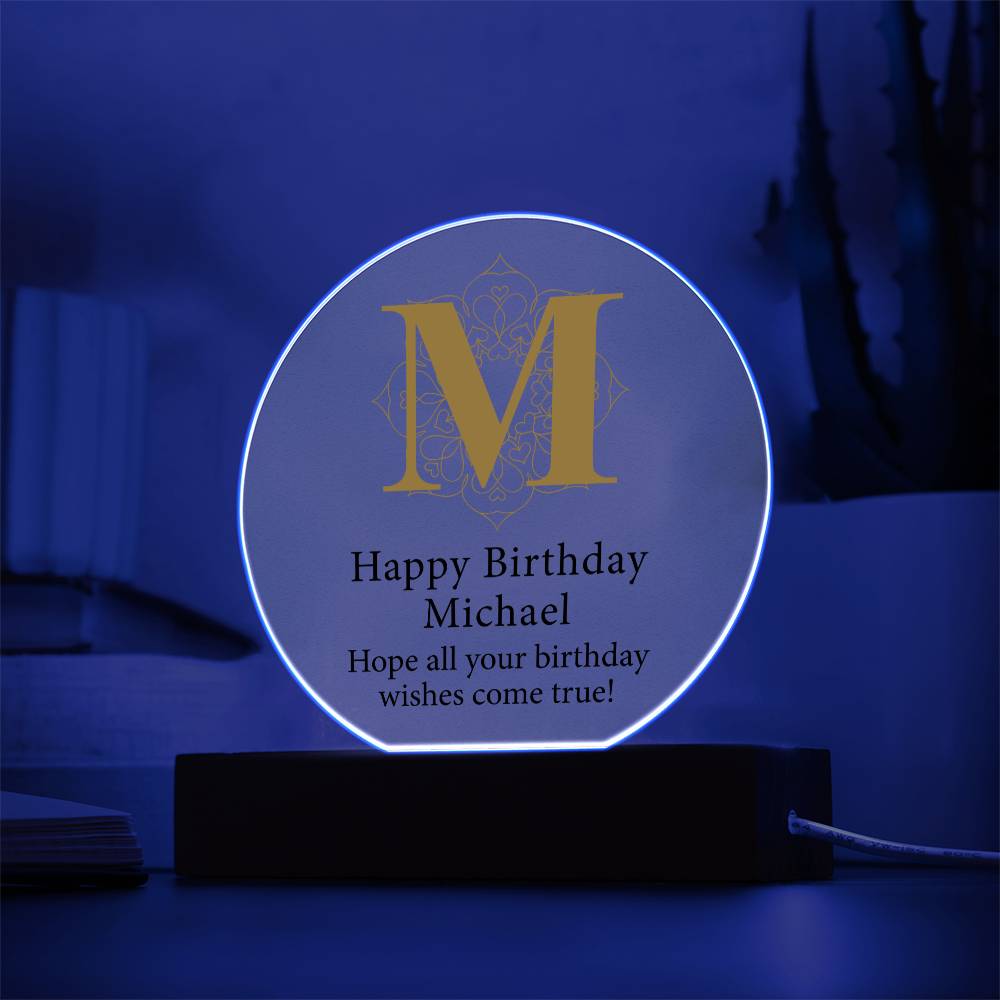 Happy Birthday Michael v01 - Circle Acrylic Plaque